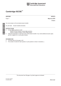 Cambridge IGCSE History Exam Paper 0470/12 May/June 2023