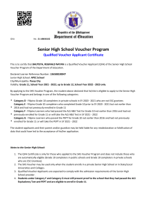 Senior High School Voucher Program Certificate