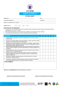 Master Teacher Rating Sheet