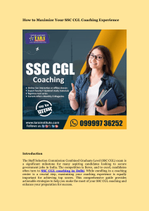 How to Maximize Your SSC CGL Coaching Experience