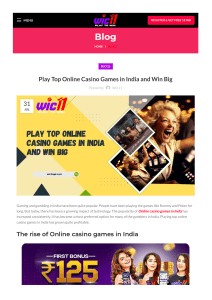 Play Top Online Casino Games in India and Win Big