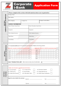 CORPORATE I BANK FORM