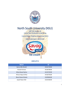 Savoy Ice Cream Marketing Report