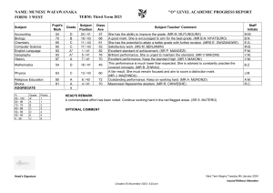 Munesu Wafawanaka Academic Progress Report