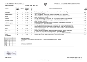 Munesu Wafawanaka Academic Progress Report - First Term 2024