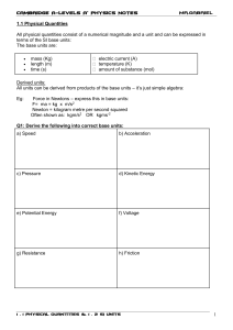 1.1 Physical Quantities   1.2 SI Unit