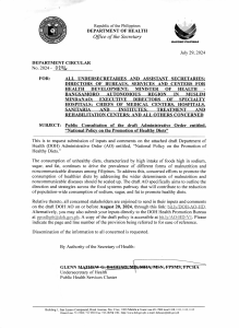 DOH Department Circular No. 2024-0296