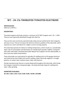 2% Thoriated Tungsten Electrode Datasheet