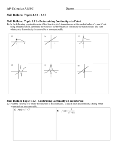 AP Calculus Continuity Worksheet