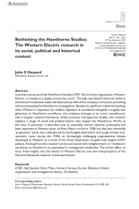 Rethinking Hawthorne Studies: Western Electric Research