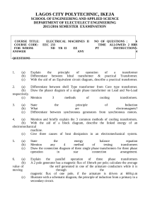 Electrical Machines II Exam Paper - Lagos City Polytechnic