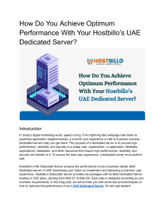 How Do You Achieve Optimum Performance With Your Hostbillo’s UAE Dedicated Server 