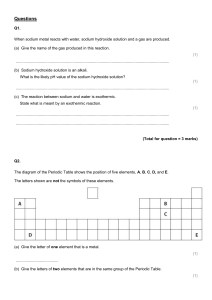 Chemistry Exam: Metals, Water, Periodic Table