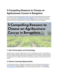 5 Compelling Reasons to Choose an Agribusiness Course in Bangalore