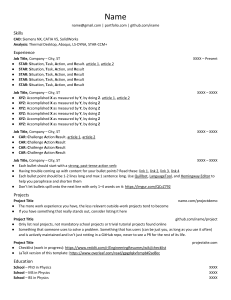 Engineering Resume Template | CAD, Analysis, Physics