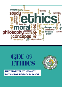 Ethics Course Module: Human Existence & Moral Dimensions