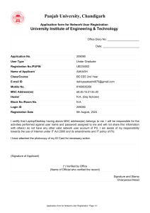 Panjab University Network User Registration Form