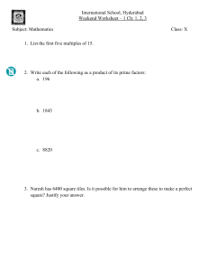 Math Worksheet Class X: Multiples, Factors, Algebra, Geometry