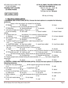 English Exam Paper for High School Students