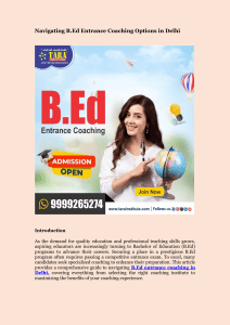 Navigating B.Ed Entrance Coaching Options in Delhi