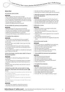 English Worksheet Answer Key & Audio Script