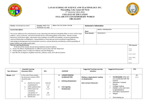 Contemporary World Syllabus: Globalization & International Relations