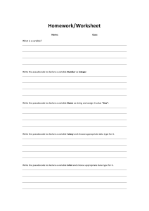 Programming Basics Worksheet: Variables, Data Types, Arrays