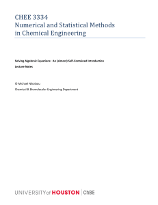 Numerical Methods in Chemical Engineering Lecture Notes