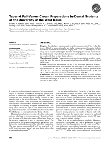 Dental Crown Taper Study: University of West Indies