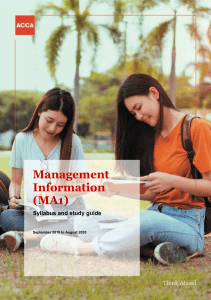 ACCA MA1 Management Information Syllabus & Study Guide