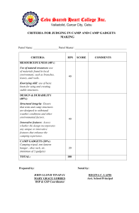 SCORE SHEET FOR CAMP AND CAMP GADGETS