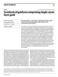 Synthesis of goldene comprising single-atom layer gold