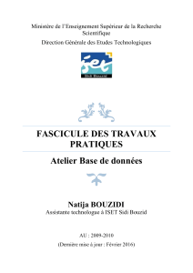 Atelier Base de données : Fascicule de Travaux Pratiques