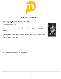 Ethnography as Political Critique