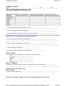 6 Kingdoms Webquest Worksheet