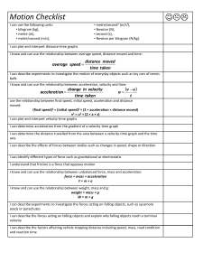 Motion Checklist: Physics Concepts & Formulas