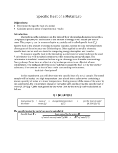 Specific Heat of a Metal Lab Manual