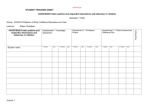 Student evidence summary Foster positive and respectful behaviour