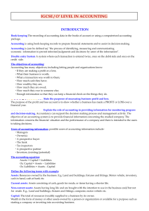 IGCSE/O' Level Accounting Introduction