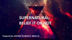 Supernatural Beliefs: Spiritual Self, Religion, Ritual