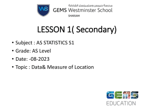 1.Measure of location-Averages Quartiles and range