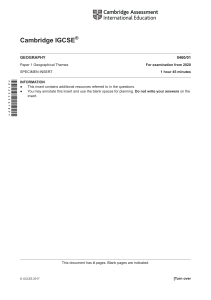 Cambridge IGCSE Geography Specimen Insert