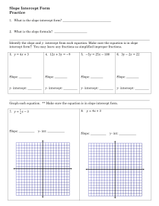 Slope Intercept Form Practice worksheet 1