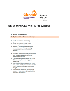 Grade 9 Physics Mid-Term Syllabus