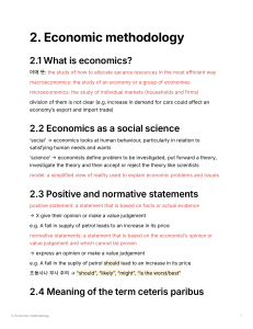 Economic Methodology Lecture Notes