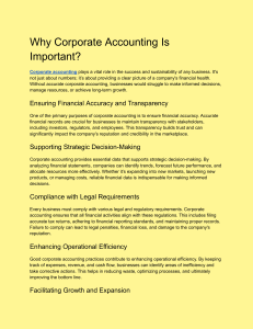 Why Corporate Accounting Is Important