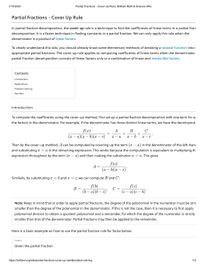 Partial Fractions Cover-Up Rule: Math Technique