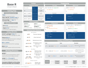 Base R Cheat Sheet: Programming, Data Manipulation, and Statistics