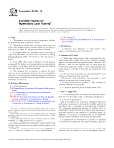 Hydrostatic Leak Testing Standard Practice E1003