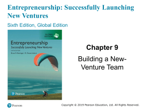 Building a New Venture Team: Entrepreneurship Presentation